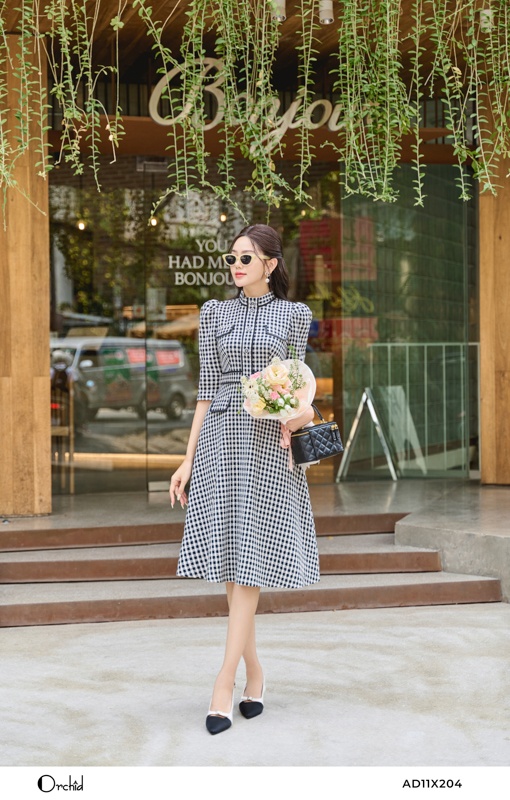 AD11X204- Đầm dạ tweed