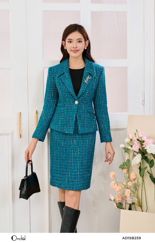 AD15B259-Bộ dạ tweed kim tuyến
