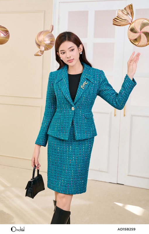 AD15B259-Bộ dạ tweed kim tuyến