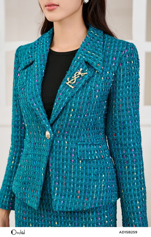 AD15B259-Bộ dạ tweed kim tuyến