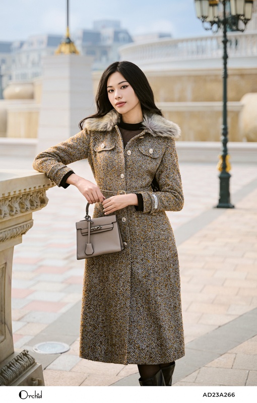 AD23A266- Áo mangto dạ tweed