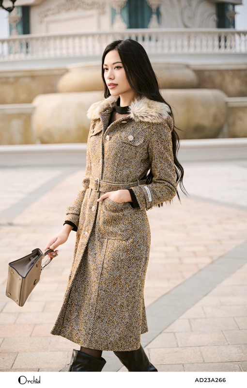 AD23A266- Áo mangto dạ tweed