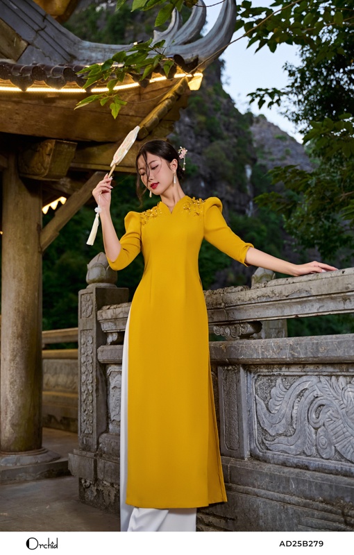 AD25B279- Bộ áo dài twill silk