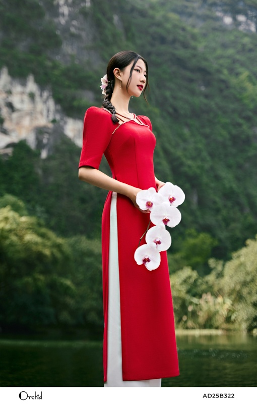 AD25B322- Bộ áo dài twill silk