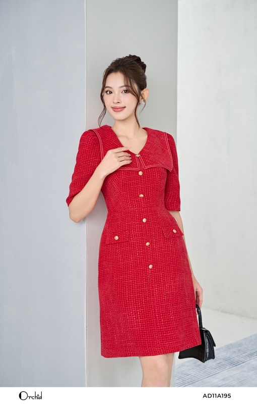 AD11A195- Đầm tweed