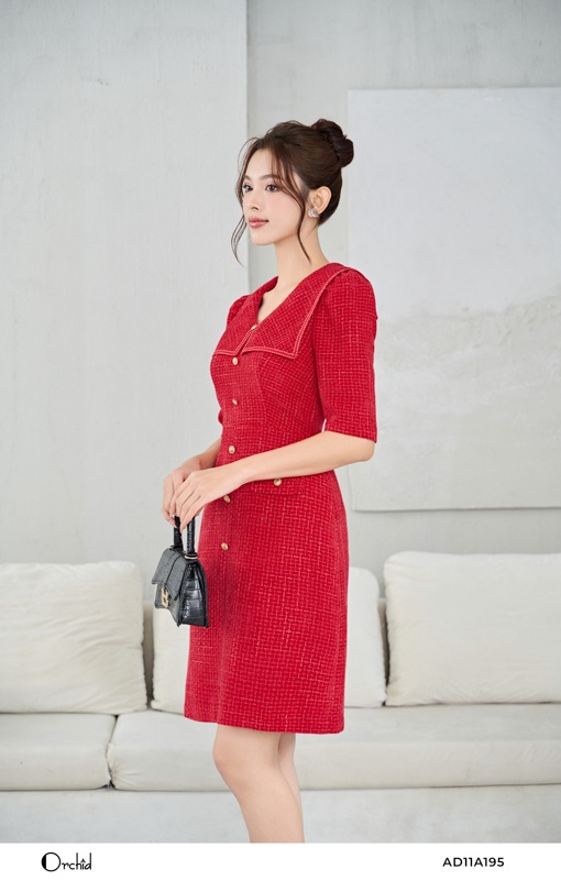 AD11A195- Đầm tweed