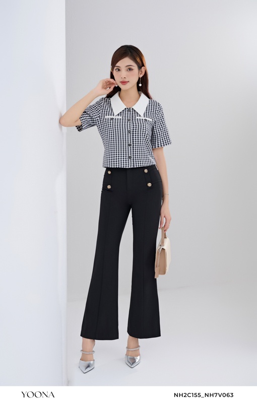 BHN10B369- Đầm thô kẻ