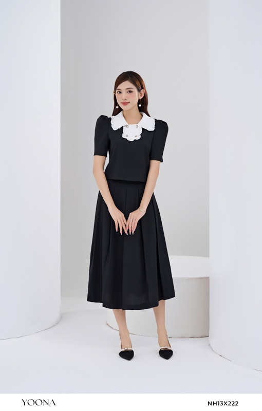 BHN10B414- Đầm thô kẻ caro