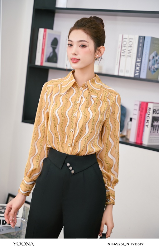 BH2S436- Áo tơ gân dọc chấm rời