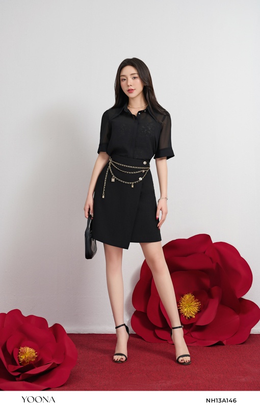BH10X274- Đầm thô đũi kẻ