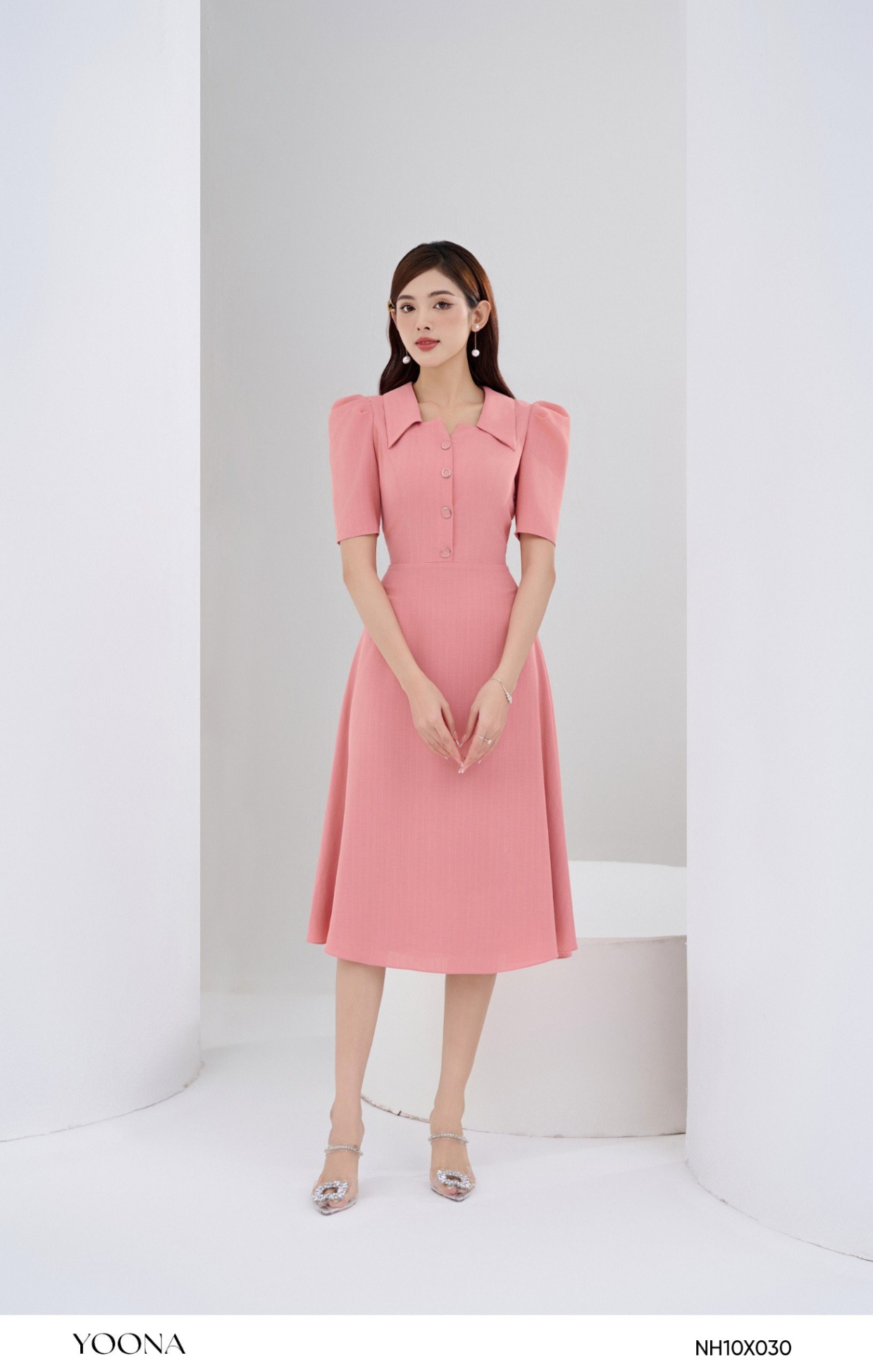 BHN10B414- Đầm thô kẻ caro