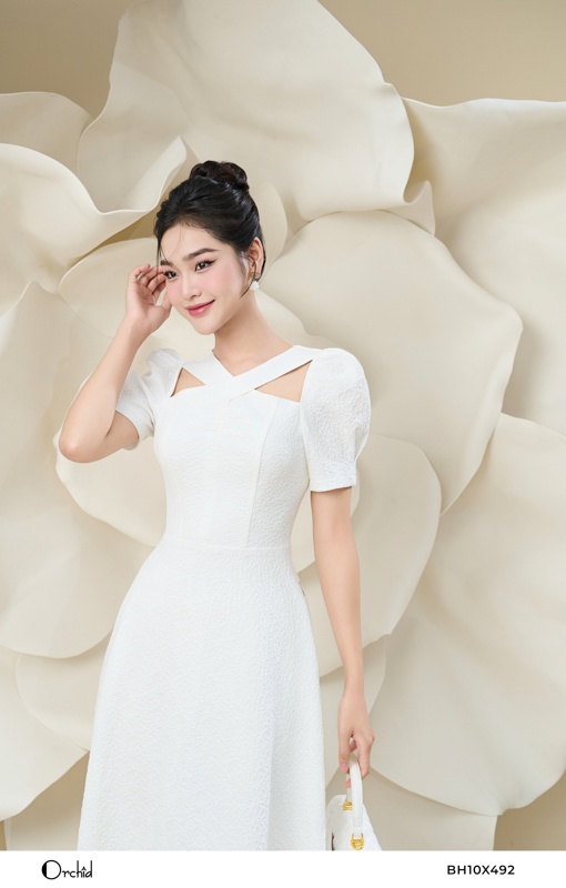BH10X492- Đầm xốp nhăn