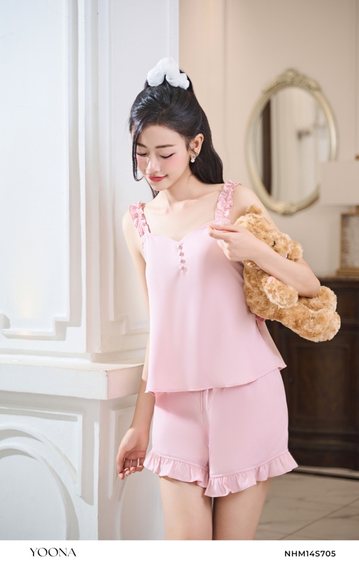 BHB9X604- Đầm tơ ánh họa tiết