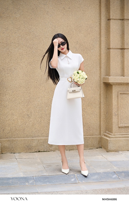 BH10X337- Đầm tơ ánh họa tiết