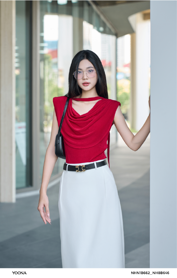 BH10B412- Đầm lụa satin chấm bi