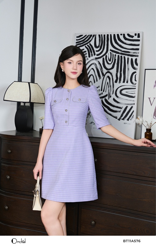 BT11A576- Đầm twill silk