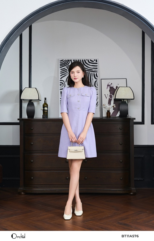 BT11A576- Đầm twill silk