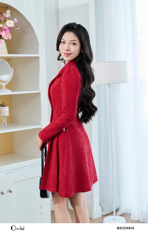 BD12X615 - Đầm dạ tweed