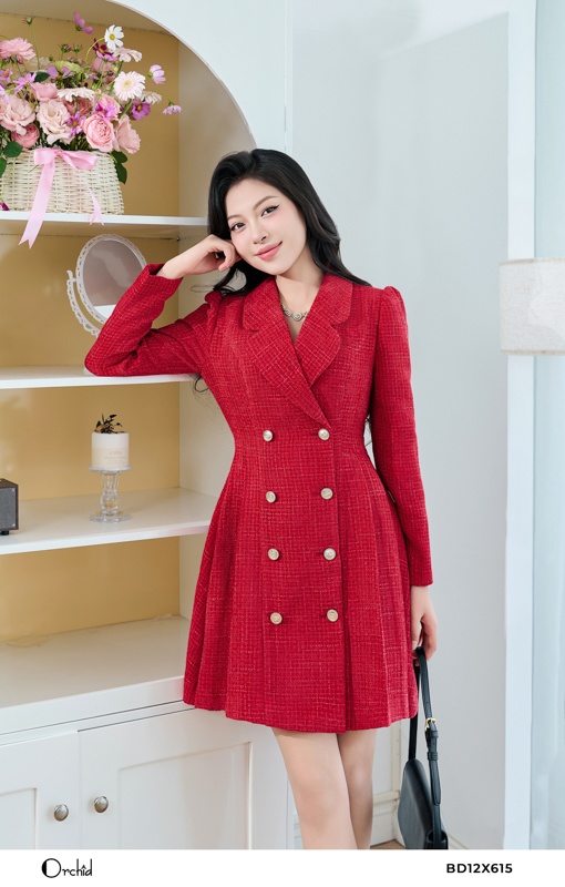 BD12X615 - Đầm dạ tweed