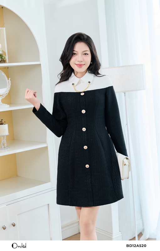 BD12A520 - Đầm dạ tweed