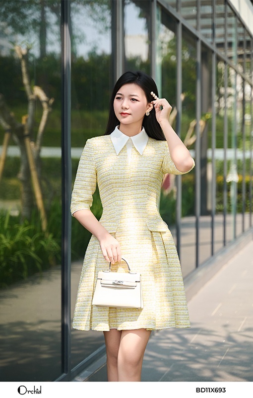 BD11X693 - Đầm dạ tweed