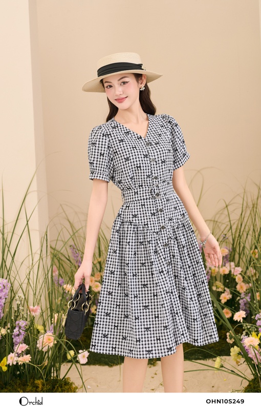 OHN10S249 - Đầm thô nơ