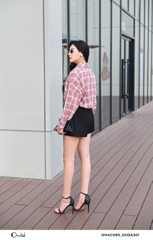 OH4C090- Áo thô kẻ hàn