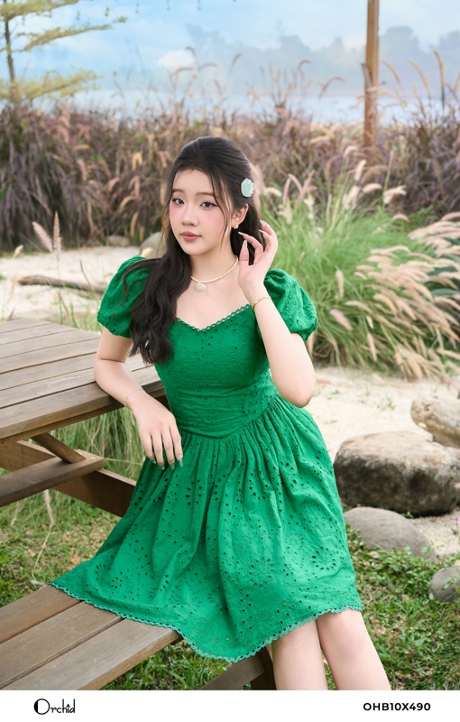 OHB10X490 - Đầm thô thêu