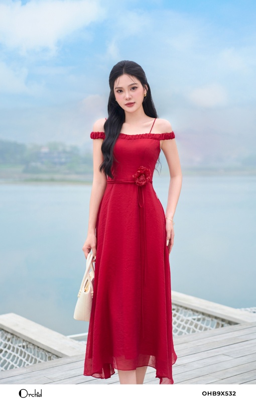 OHB9X532 - Đầm tơ xước