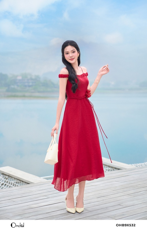 OHB9X532 - Đầm tơ xước