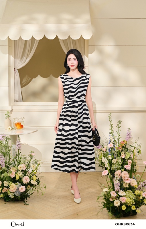 OHK9X634 - Đầm lụa tuyết sóng