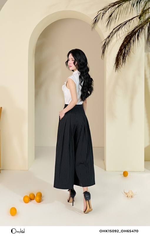 OH6S470 - Quần twill silk kẻ sọc