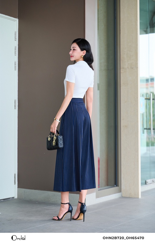 OH6S470 - Quần twill silk kẻ sọc