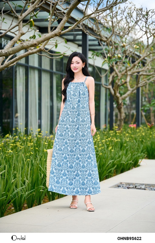OHNB9S622 - Đầm lụa tuyết hoa