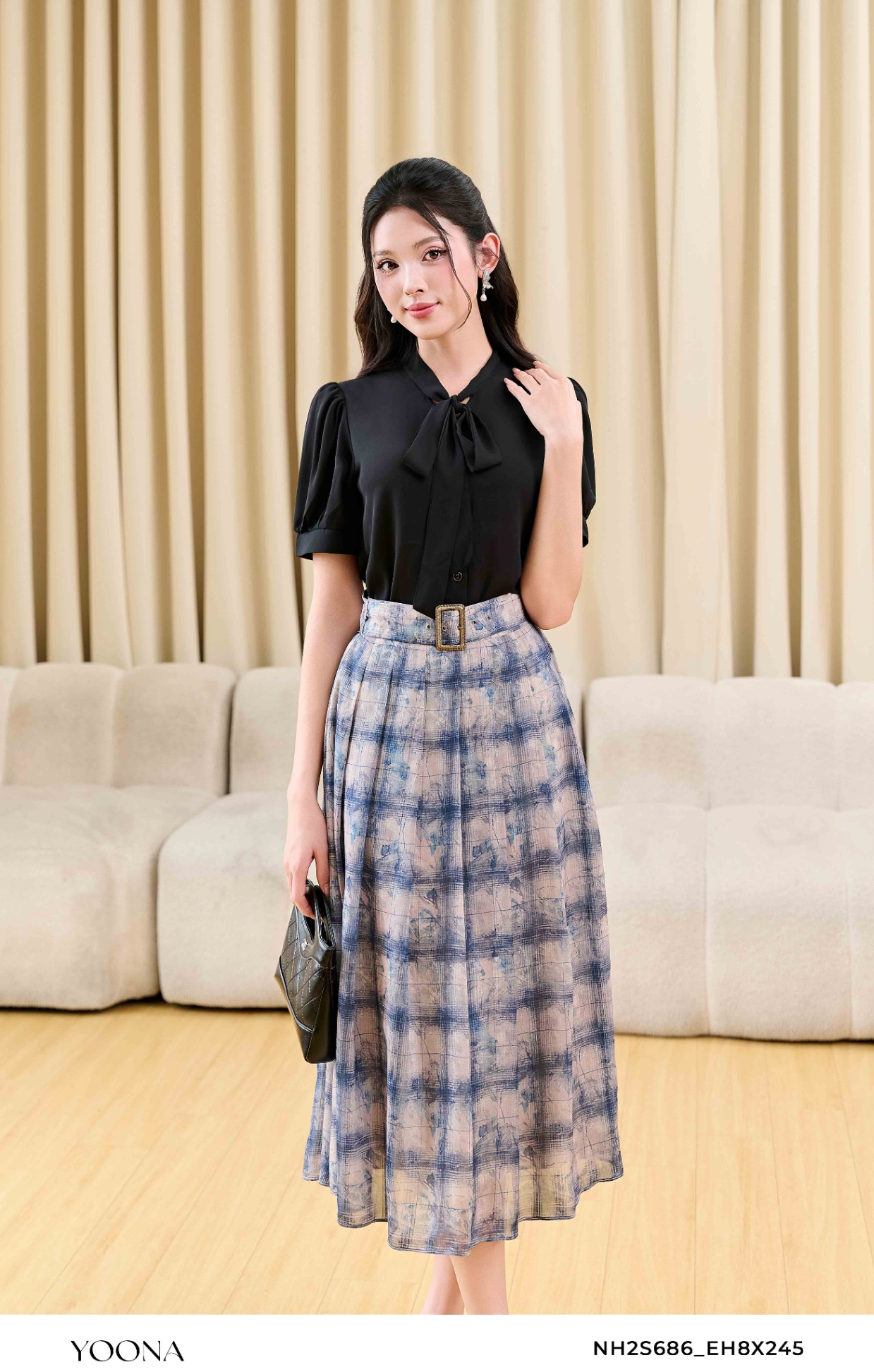 BD13B637 - Sét bộ dạ tweed đan lưới