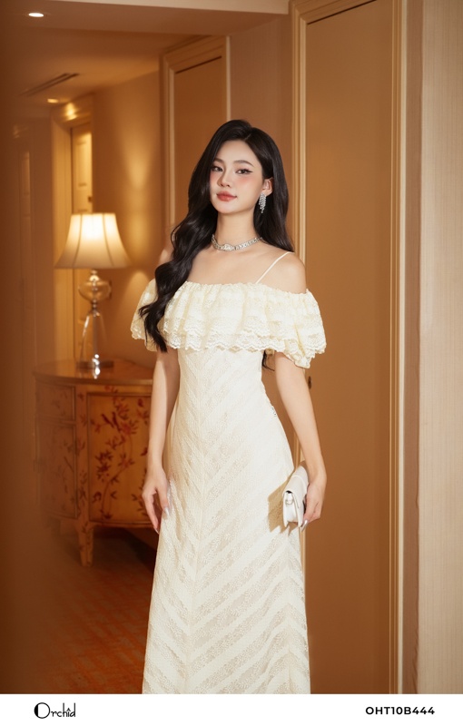 OHT10B444 - Đầm ren kẻ