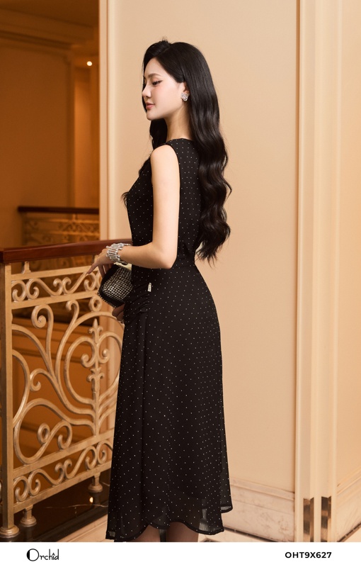 OHT9X627 - Đầm tơ đính đá