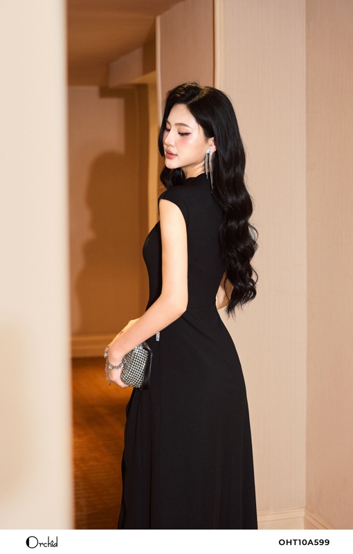 OHT10A599 - Đầm cotton gân