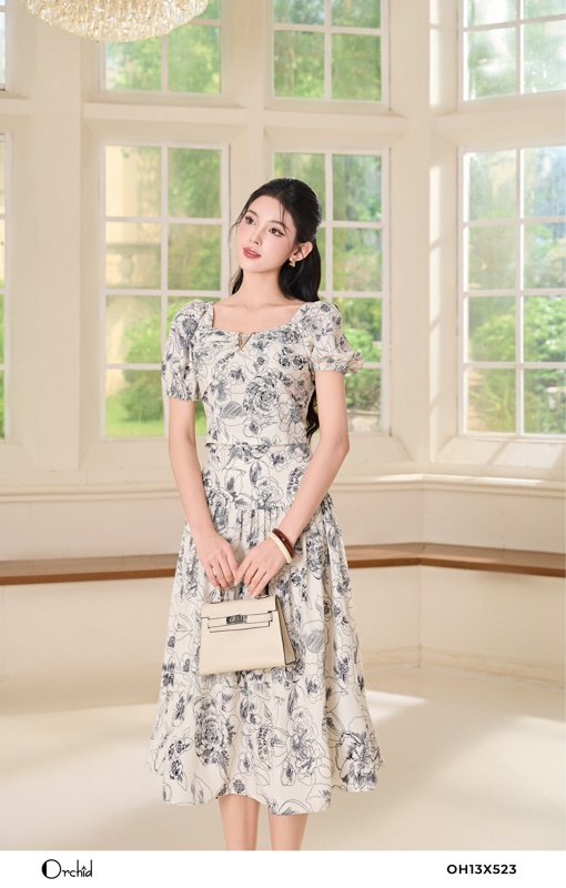 OH13X523 - Sét bộ thô tuyết họa tiết hoa đen