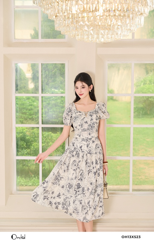 OH13X523 - Sét bộ thô tuyết họa tiết hoa đen