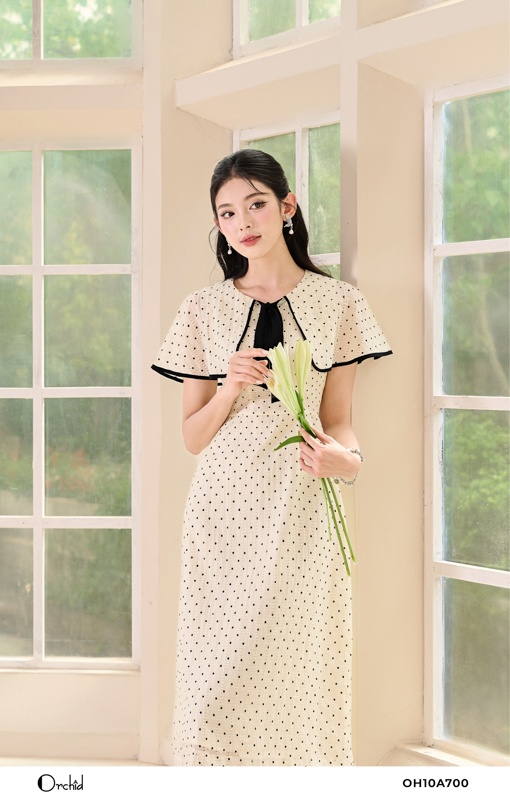 OH10A700 - Đầm tơ chấm bi