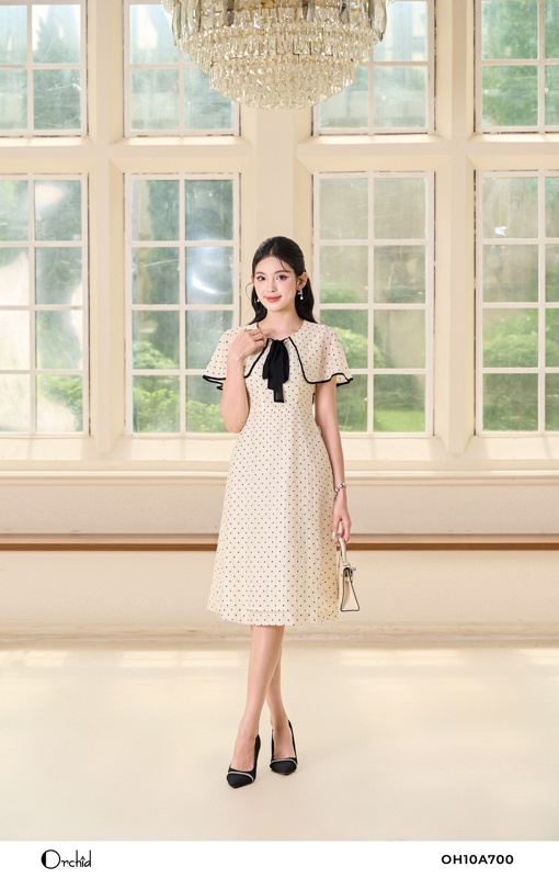 OH10A700 - Đầm tơ chấm bi