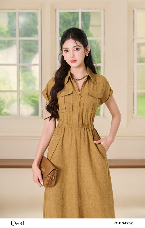 OH10A732 - Đầm lụa tuyết nhung