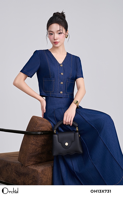 OH13X746 - Sét bộ denim lụa