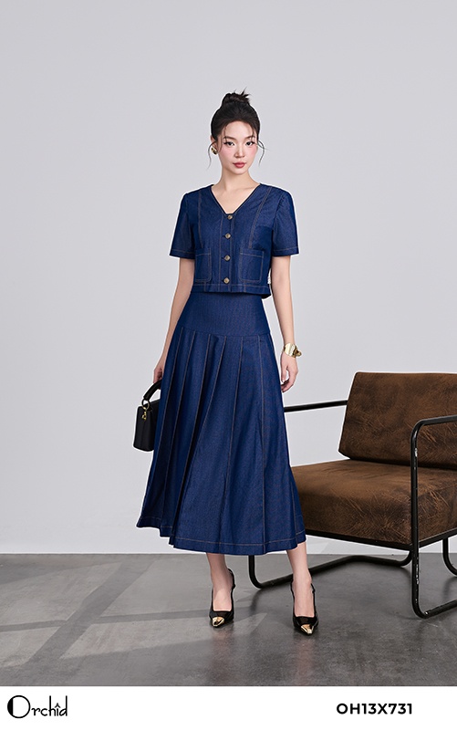 OH13X746 - Sét bộ denim lụa