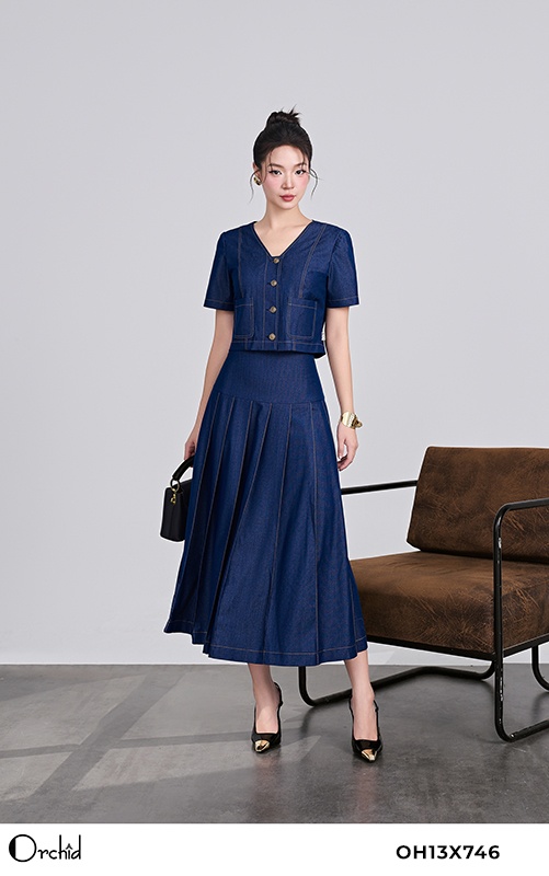 OH13X746 - Sét bộ denim lụa
