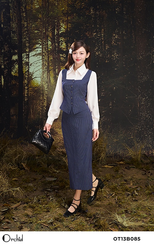 OT13B085 - Sét bộ twill silk kẻ