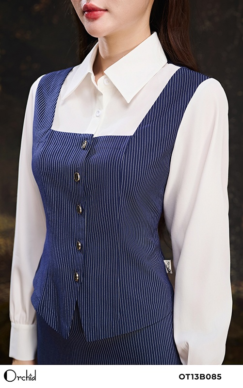 OT13B085 - Sét bộ twill silk kẻ
