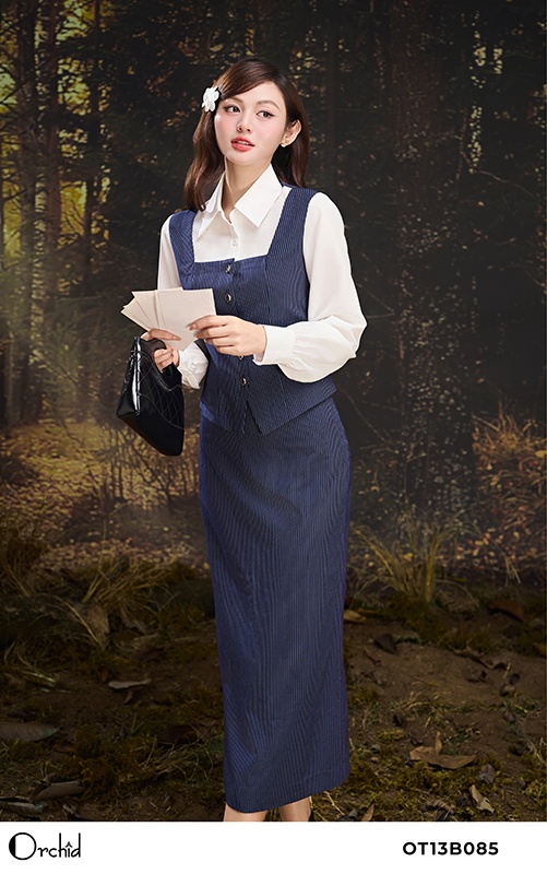 OT13B085 - Sét bộ twill silk kẻ