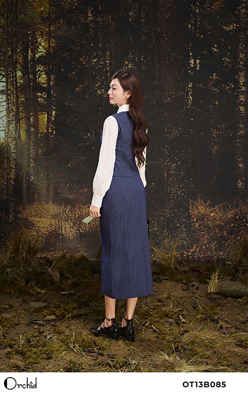 OT13B085 - Sét bộ twill silk kẻ